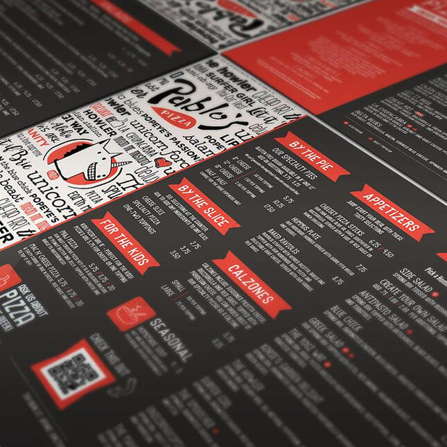 Pablo's Pizza Menu